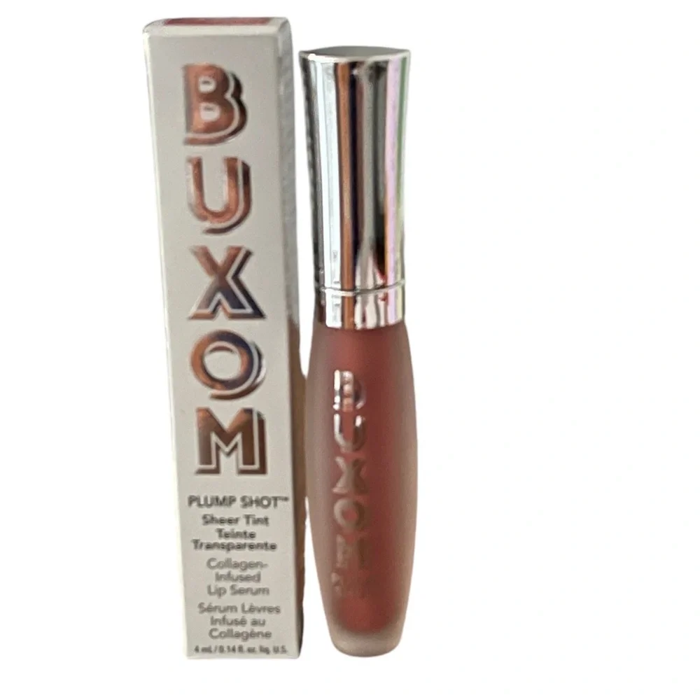 BUXOM Plump Shot Lip Serum in Plump Peach visibly plumps lips + improves